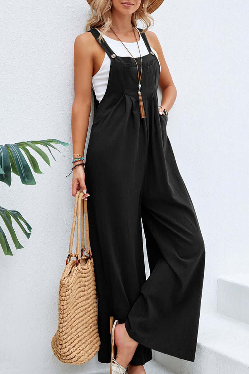 Women's Wide Neck Spaghetti Strap Jumpsuit