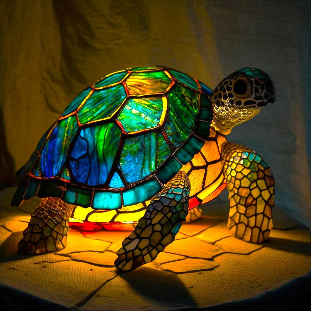 Impressive stained glass dragon lamp, striking decorative light, perfect for fantasy home decor.