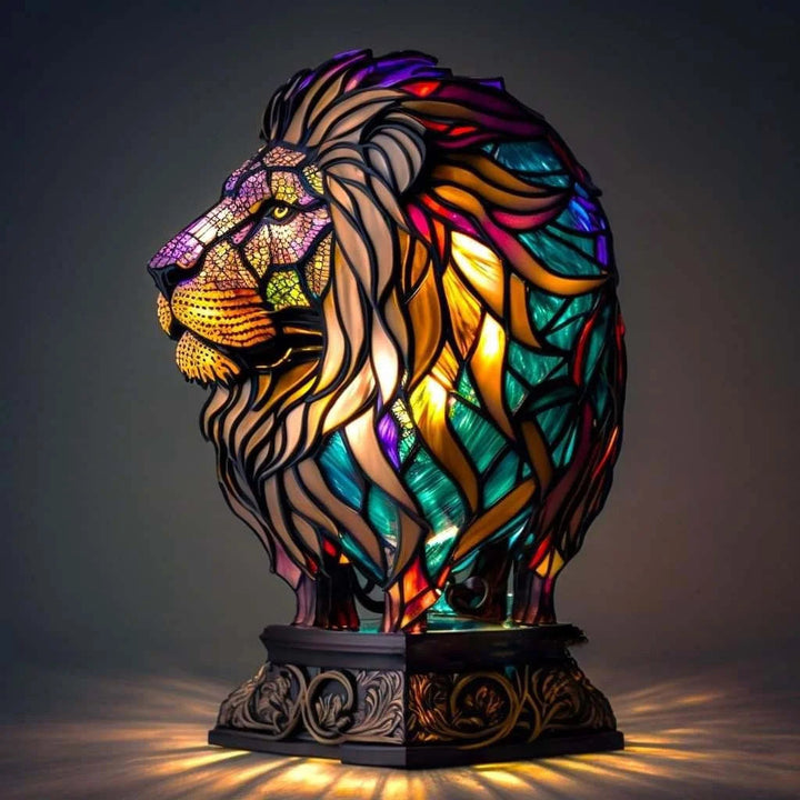 Handcrafted stained glass animal table lamp, decorative home decor light with unique design.