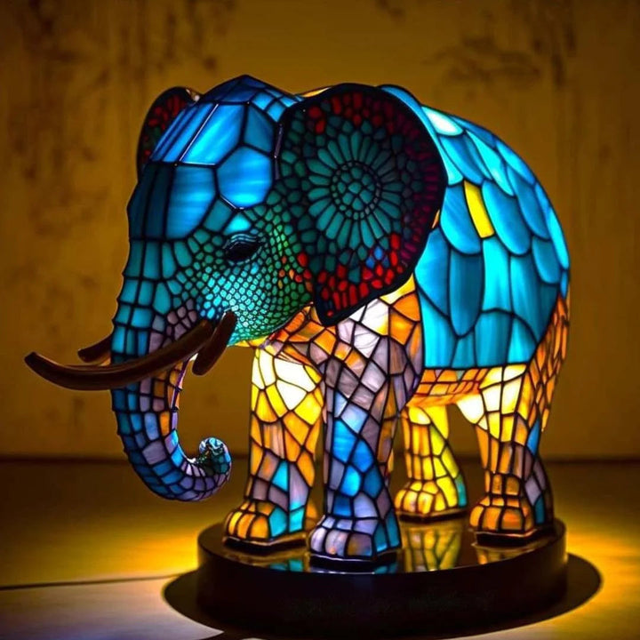 Unique gift: Decorative stained glass animal table lamp, beautiful ambient light for any home.