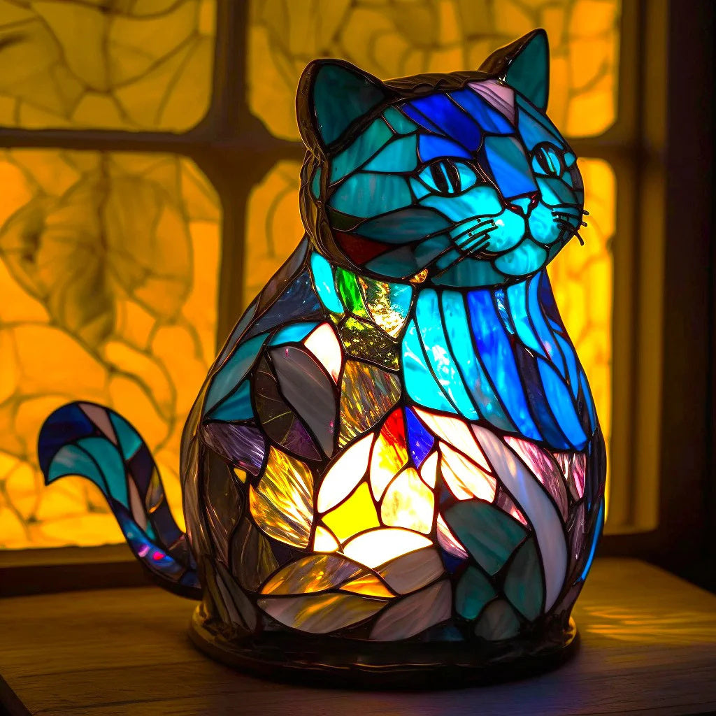 Stylish stained glass animal table lamp, enhances home decor with soft ambient lighting.