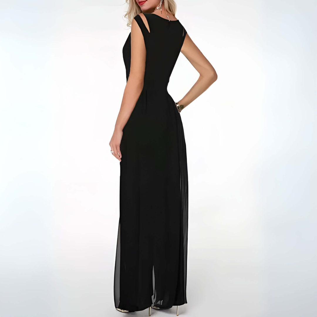 Sleeveless Wide-Leg Jumpsuit with Cut-Out Detail