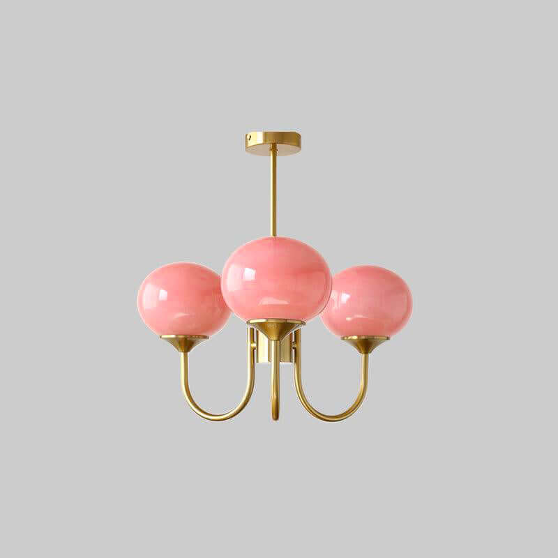 Pink Glass Ceiling Light Fixture Modern Chandelier