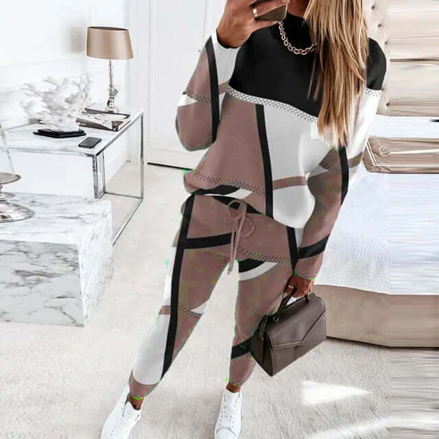 Women's Geometric Knit Loungewear Set