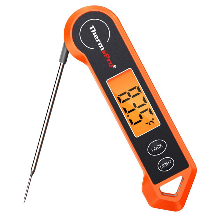 ThermoPro digital meat thermometer. Ambidextrous design for easy food temperature checking & precise cooking.
