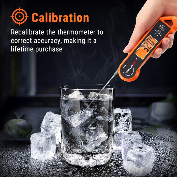 Waterproof digital meat thermometer, great for outdoor grilling and precise food temperature monitoring.