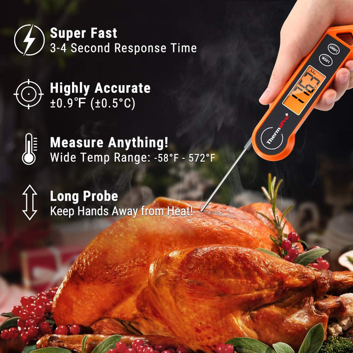 Ambidextrous digital meat thermometer for precise cooking. A must-have BBQ accessory and kitchen aid.
