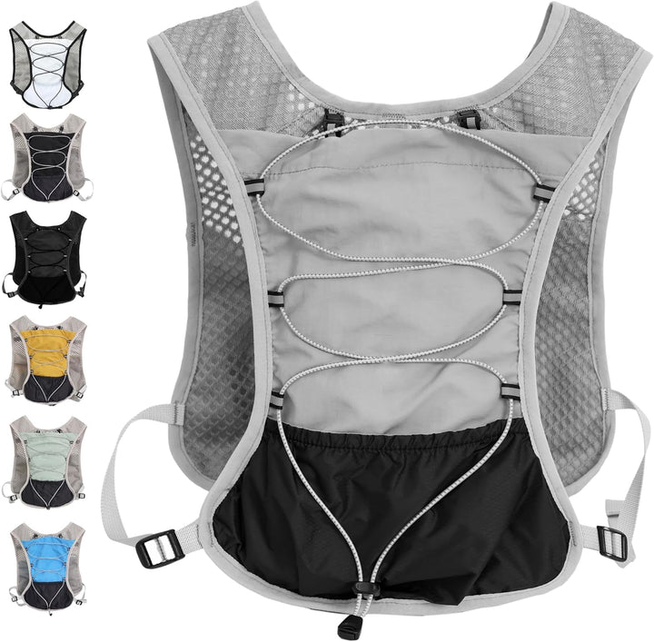 Ultralight Dravien running vest, 2L water bladder, multiple storage pockets for essentials.