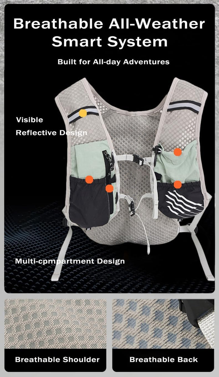 Dravien adventure-ready hydration vest, 2L bladder, unisex, ultralight for any outdoor sport.