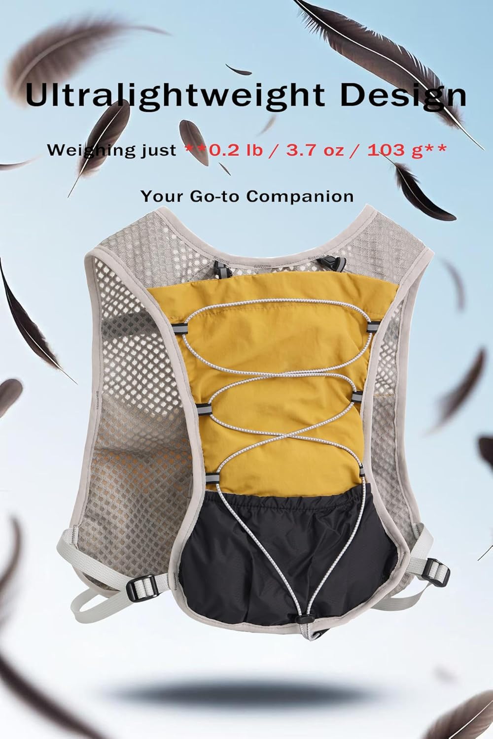 Unisex Dravien hydration vest, 2L bladder, breathable mesh construction for ventilation.