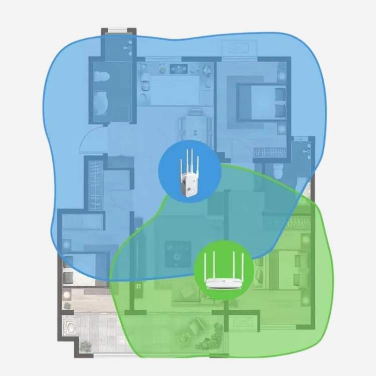 "Dual-Band Long-Range Outdoor WiFi Booster 1200Mbps extends coverage, weather-resistant, sleek design; enhances connectivity.