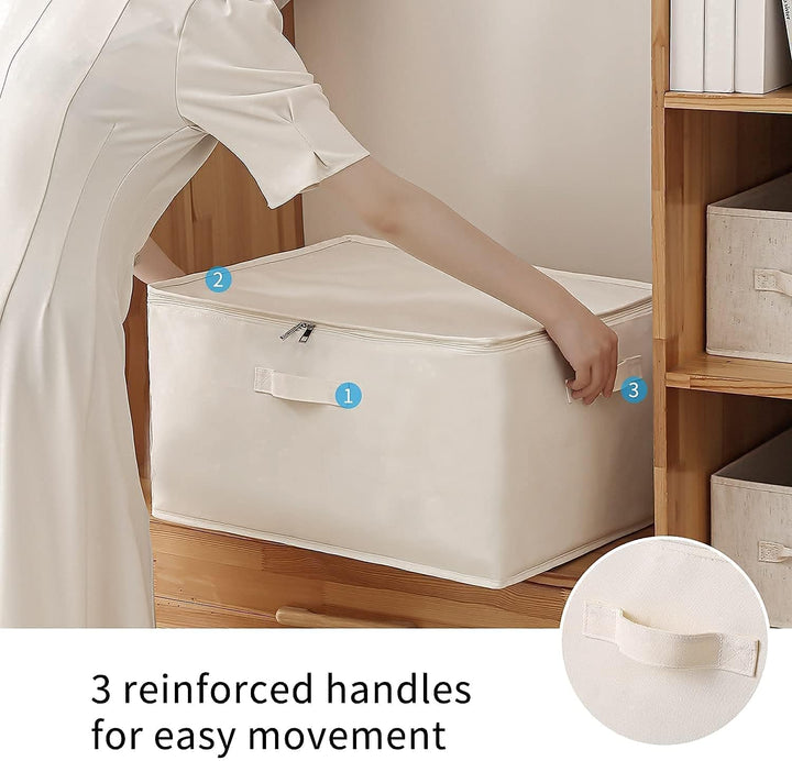 Home organization canvas storage bag, clear window, dual zippers, and strong handles.