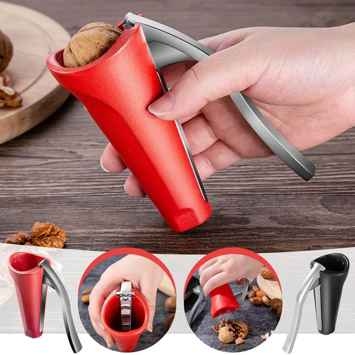 Ergonomic manual nutcracker, a durable kitchen gadget for easy opening of walnuts, pecans, and all types of nuts.