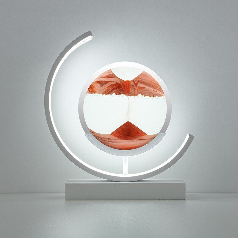 Dynamic Sand Art LED Table Lamp with flowing sandscapes and soft lighting, perfect for home or office decor transformation.