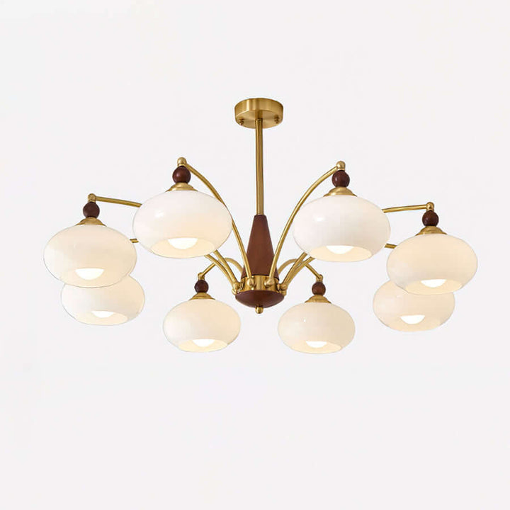 Retro Wood & Brass Chandelier