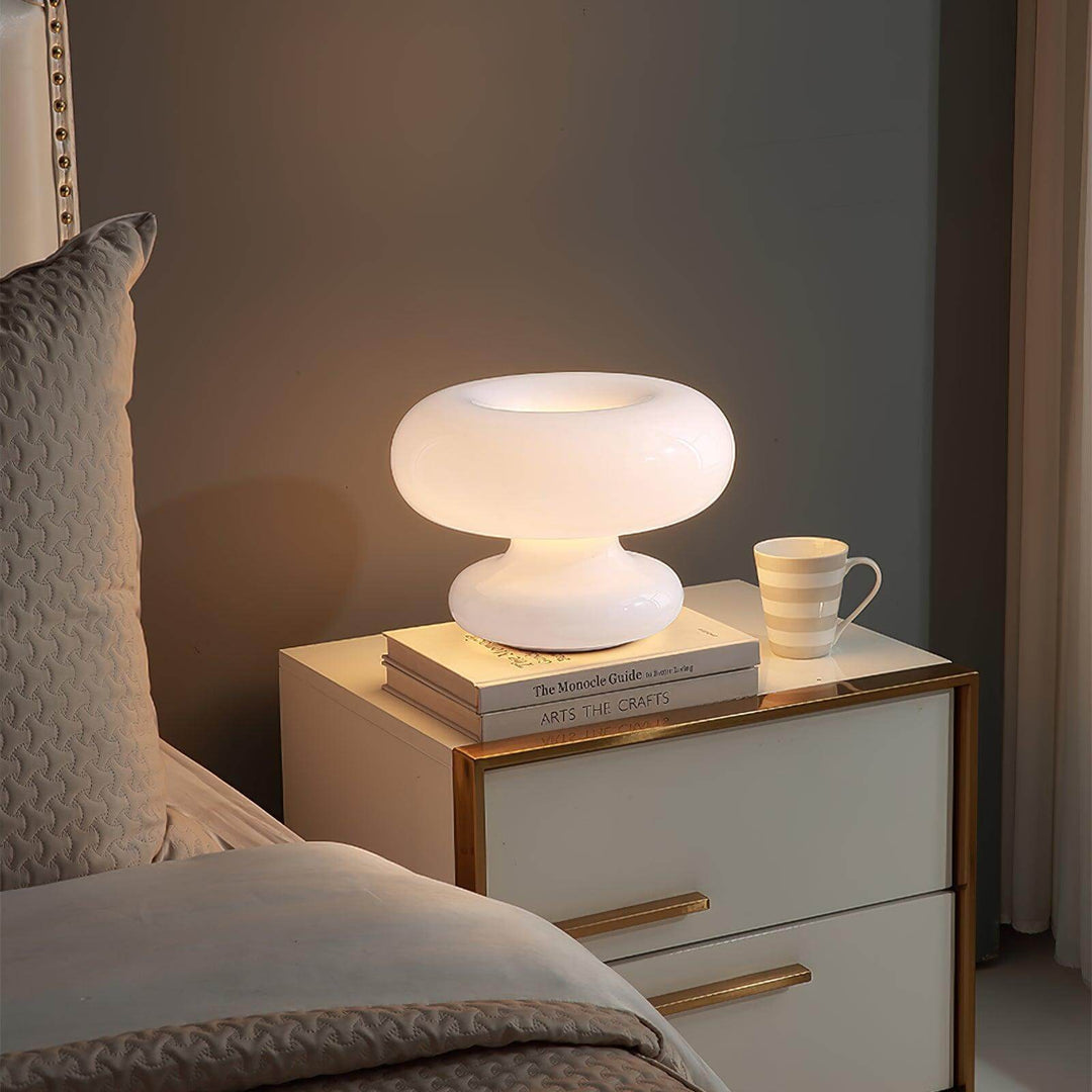 Modern Round Table Lamp with Metal Accent