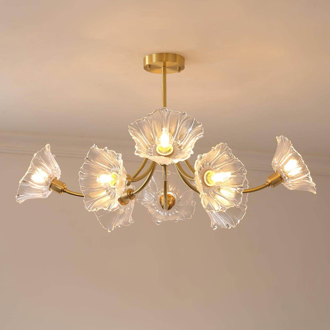 Floral Glass Chandelier, Elegant Lighting Fixture