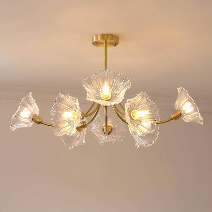 Floral Glass Chandelier, Elegant Lighting Fixture