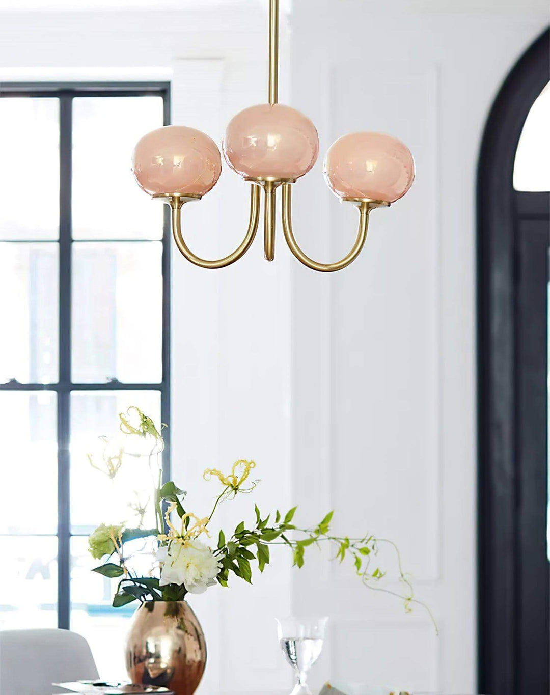 Pink Glass Ceiling Light Fixture Modern Chandelier