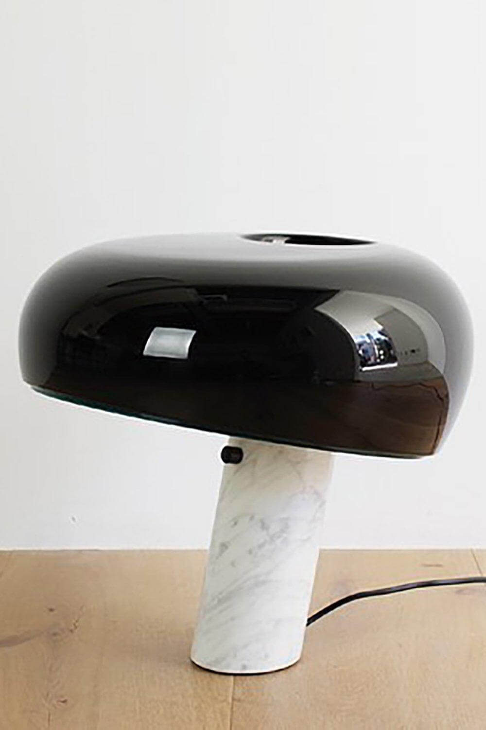 Carrara Marble Table Lamp with Glazed Metal Reflector