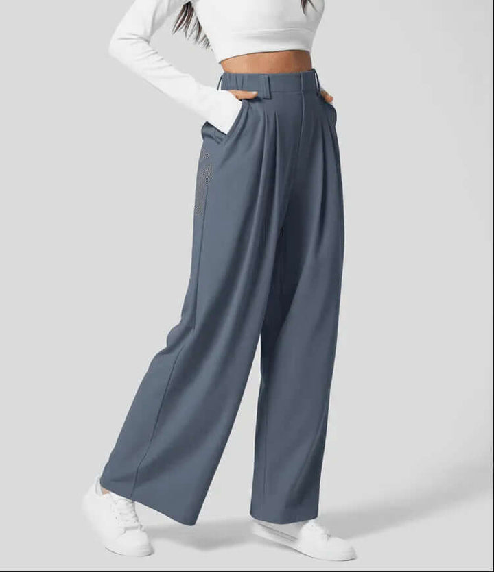Women's Wide Leg Trousers - High Waist Tailored Fit