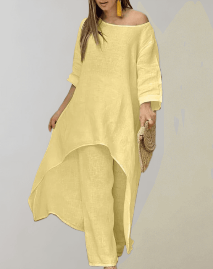 Women's 2-Piece Asymmetric Tunic Dress and Pants Set