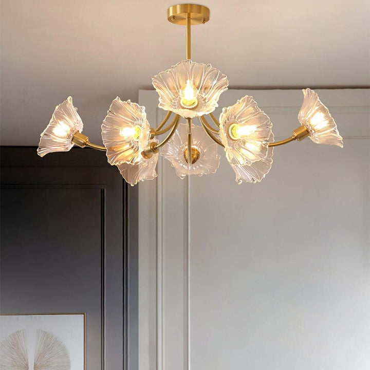 Floral Glass Chandelier, Elegant Lighting Fixture