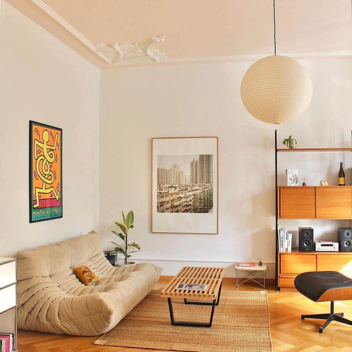 Japanese Cotton Paper Pendant Lamp with Steel Wire