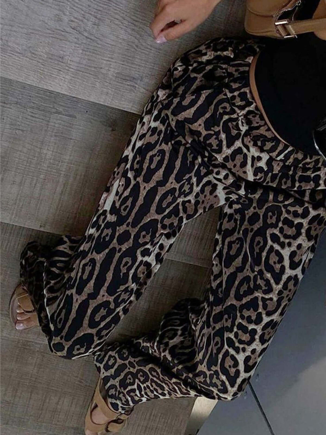 Women's Wide-Leg Animal Print Trousers