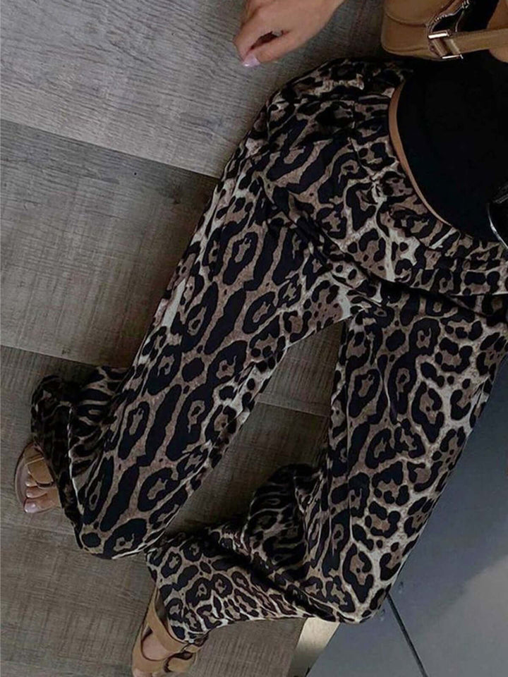 Women's Wide-Leg Animal Print Trousers