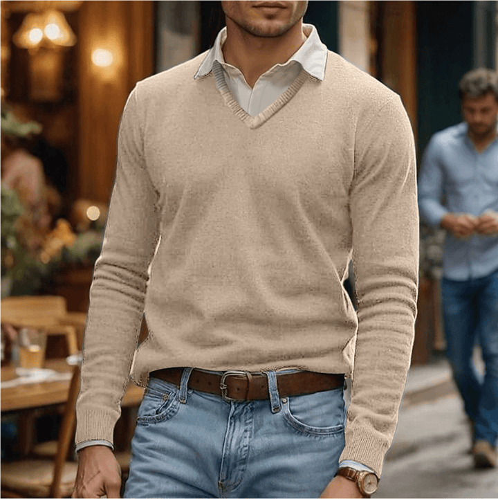 Soft Cotton Blend V-Neck Sweater