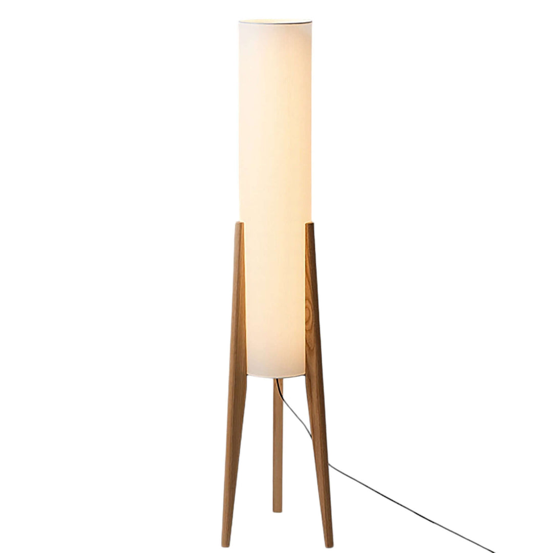 Solid Wood Floor Lamp with Fabric Shade