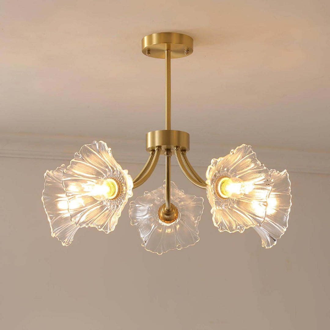 Floral Glass Chandelier, Elegant Lighting Fixture