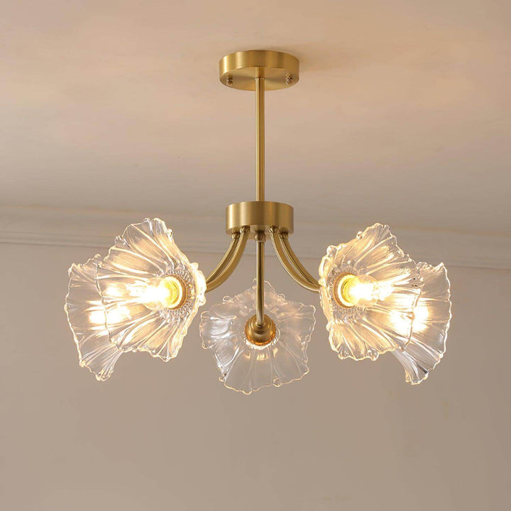 Floral Glass Chandelier, Elegant Lighting Fixture