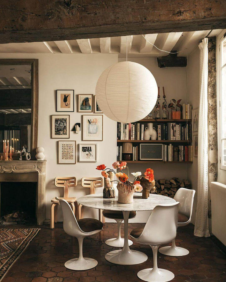 Japanese Cotton Paper Pendant Lamp with Steel Wire