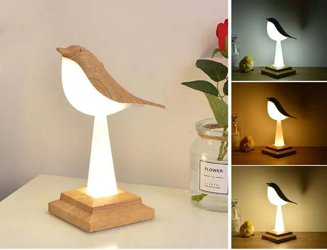 Bird Table Lamp with Touch Control & USB Charging