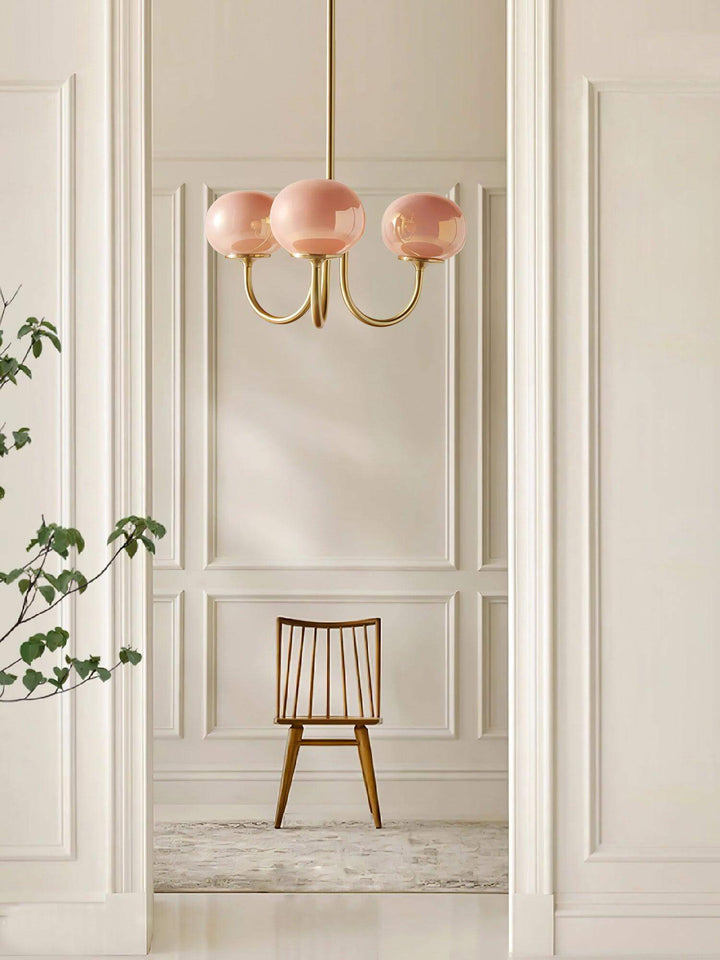 Pink Glass Ceiling Light Fixture Modern Chandelier