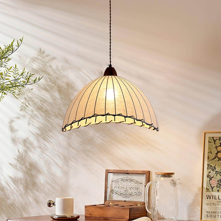 Wood & Fabric Pendant Lamp