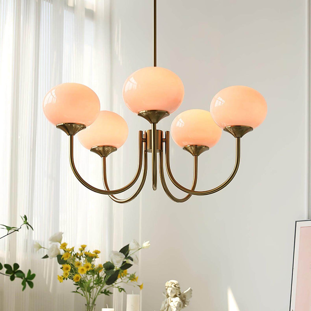 Pink Glass Ceiling Light Fixture Modern Chandelier