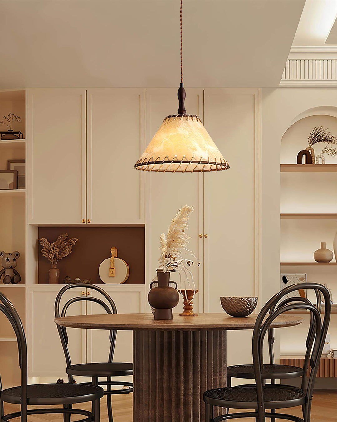 Wood & Fabric Pendant Lamp