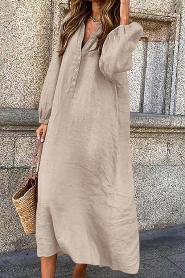 Women's Cozy Oversized V-Neck Dress