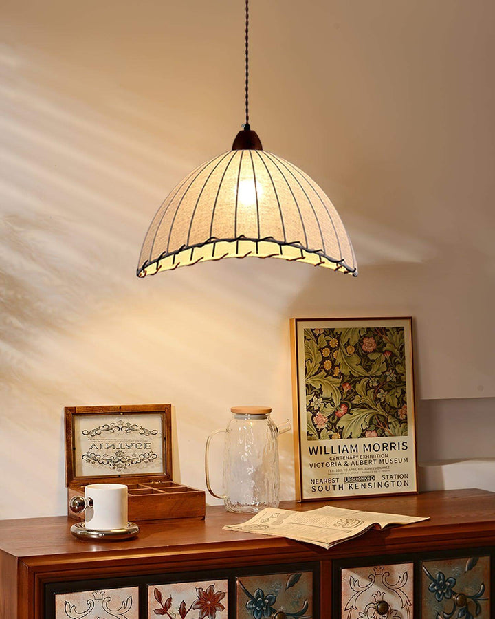 Wood & Fabric Pendant Lamp
