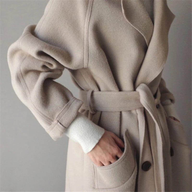 Long Double-Breasted Wool Coat