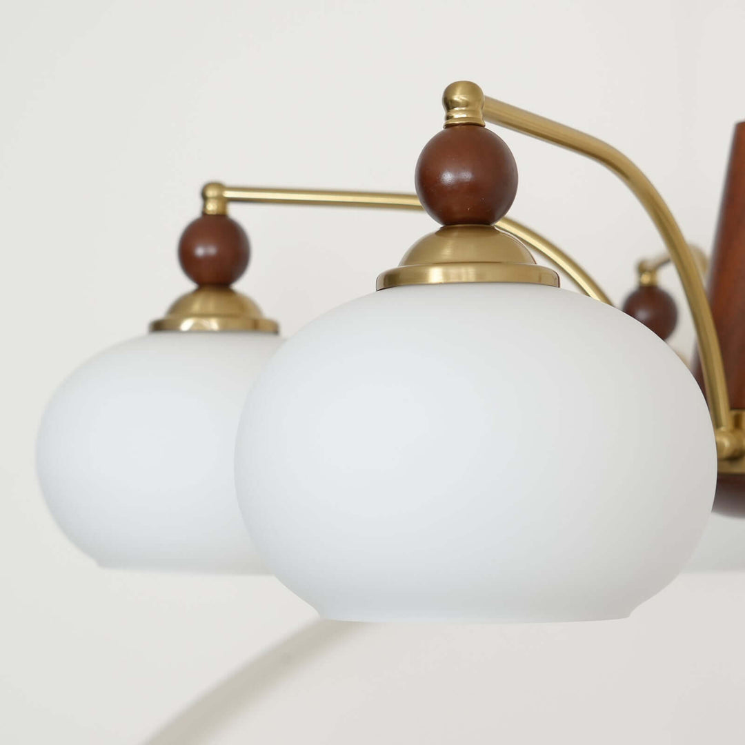 Retro Wood & Brass Chandelier