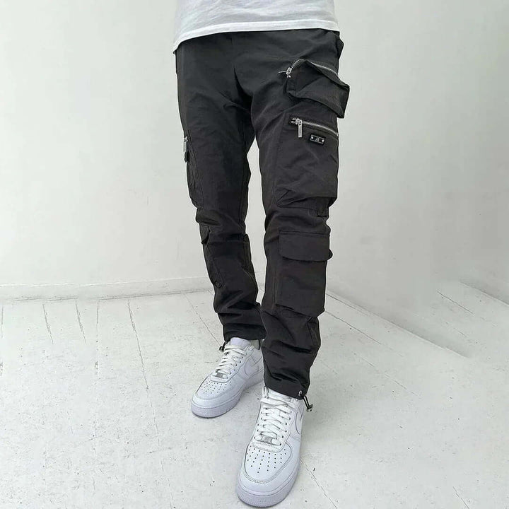 Men's Tapered Cargo Trousers with Multiple Pockets