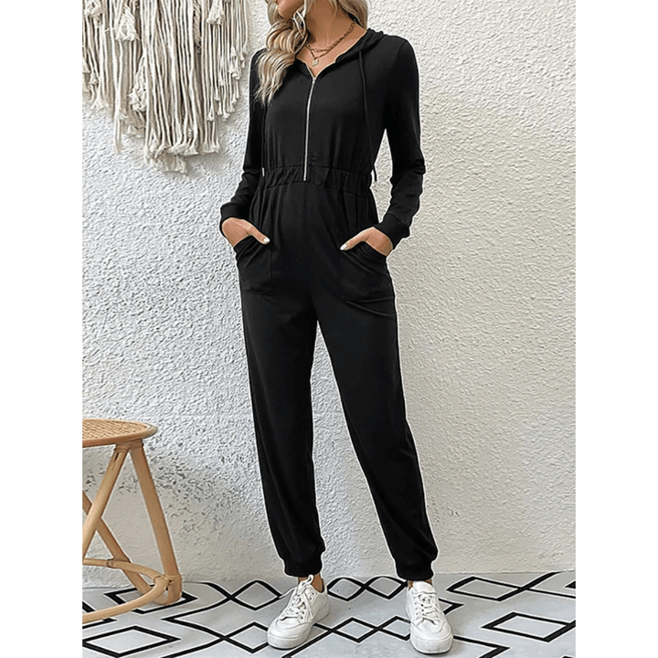 Women's Slim Fit Hooded Jumpsuit