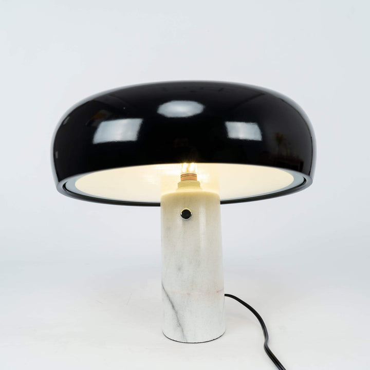 Carrara Marble Table Lamp with Glazed Metal Reflector