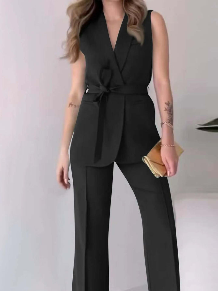 Women's Sleeveless Wide-Leg Suit