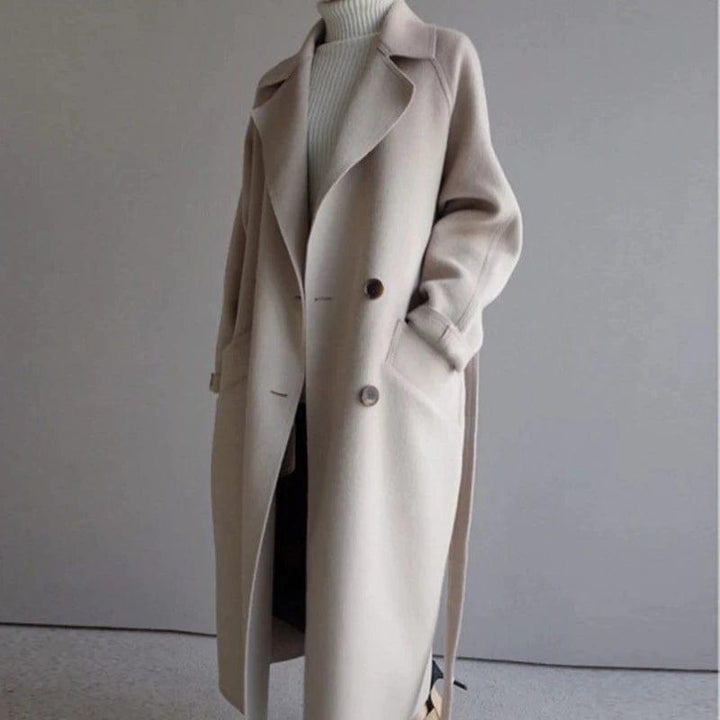 Long Double-Breasted Wool Coat