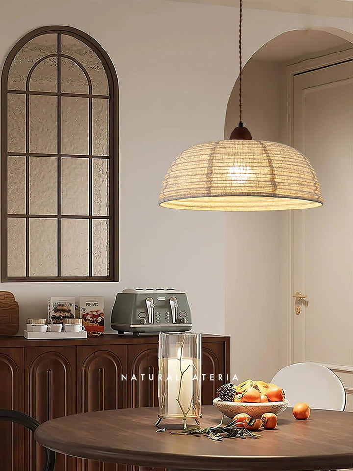 Wood & Fabric Pendant Lamp